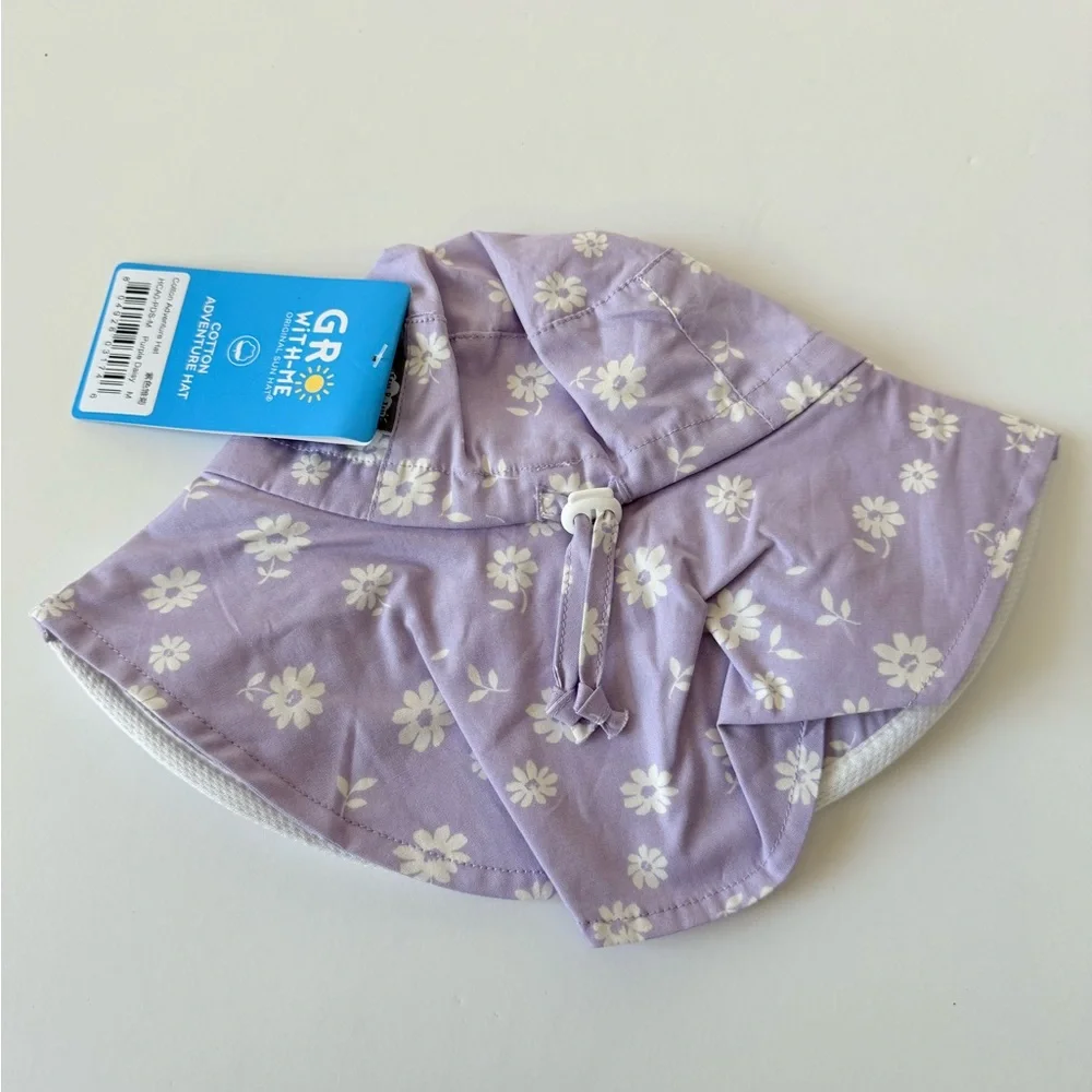NWT Grow With Me Purple Daisy Cotton Adventure Hat size medium